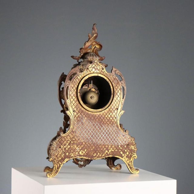 Antique Table Clock in Gilded Bronze, France, 19th Century For Sale - Image 9 of 11