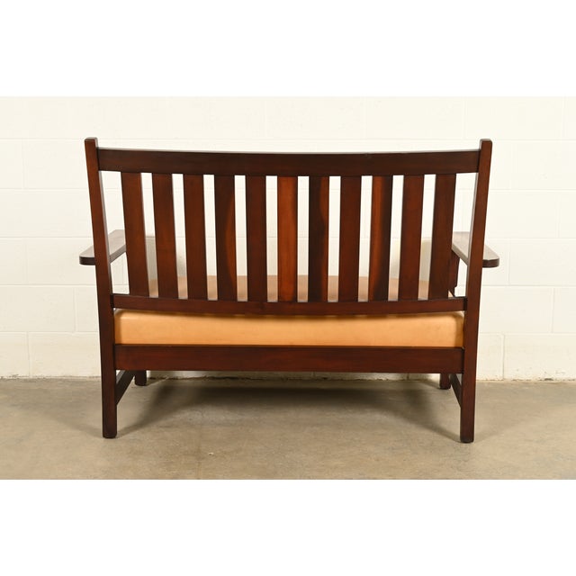 L. & J. G. Stickley Antique Mission Arts & Crafts Onondaga Mahogany Bench or Settle Sofa, Circa 1902 For Sale - Image 12 of 13