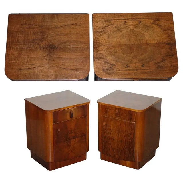 Art Deco Burr Walnut Nightstands, 1930s, Set of 2 For Sale - Image 17 of 17