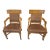 Pair of Vintage Regency Style Upholstered Wood Armchairs on Casters For Sale