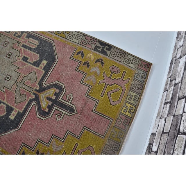 Textile Geometric Tribal Oushak Carpet For Sale - Image 7 of 10