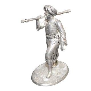 Asian Silver Sculpture of an Old Indian farmer Wearing Traditional Clothes For Sale