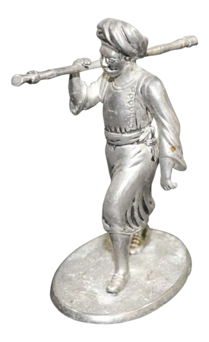 Asian Silver Sculpture of an Old Indian farmer Wearing Traditional Clothes