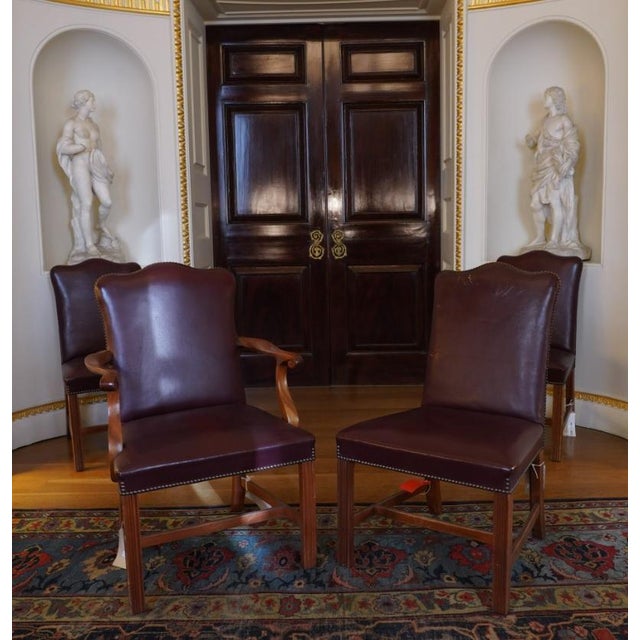 This is delighted to offer this stunning burgundy leather mahogany chair from Spencer House which was built for the...