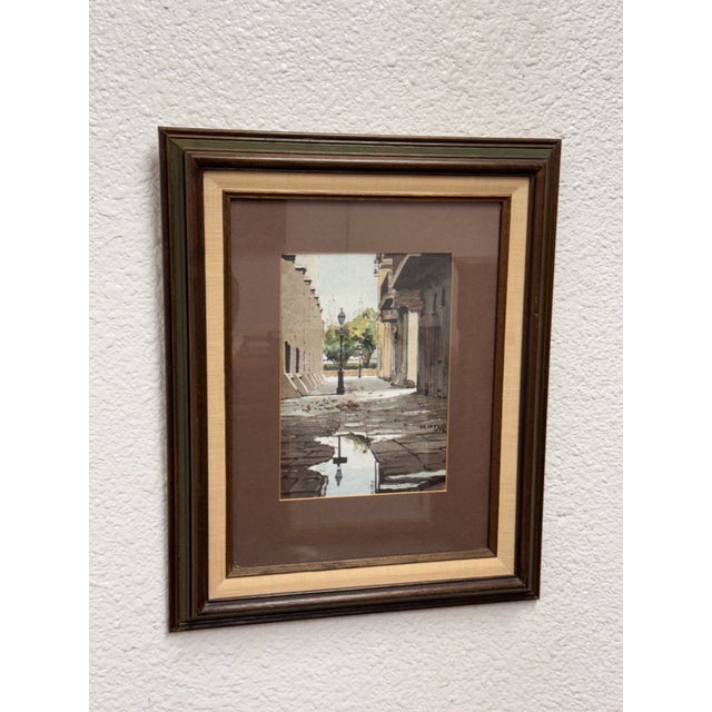 American Paul De La Fille New Orleans Watercolor Painting, Framed For Sale - Image 3 of 12