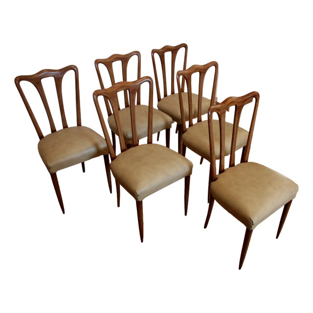 Mid-Century Modern Italian Chairs in White Faux Leather, 1960s, Set of 6 For Sale