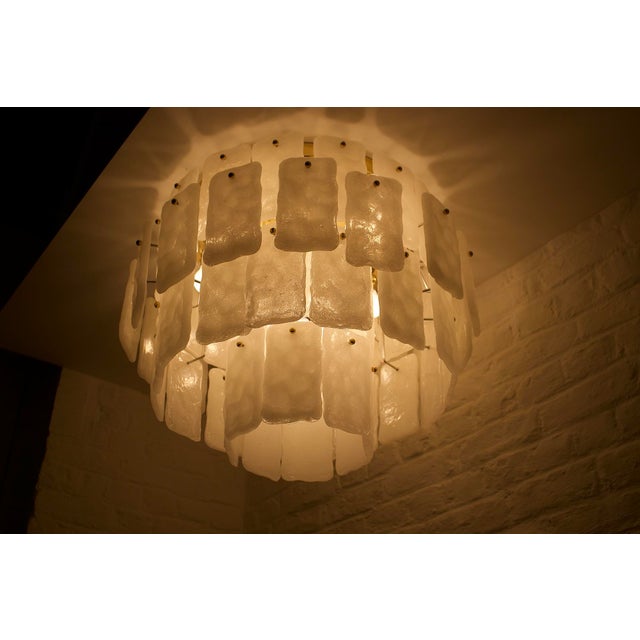 Large Murano Glass and Brass Ceiling Light, 1970s For Sale - Image 4 of 11