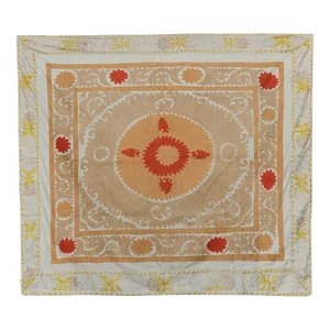 Suzani Bedspread - Neutral Tan Uzbek Table Cloth