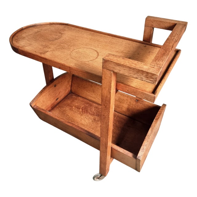 Vintage Oak Bar Trolley, France, 1950s For Sale