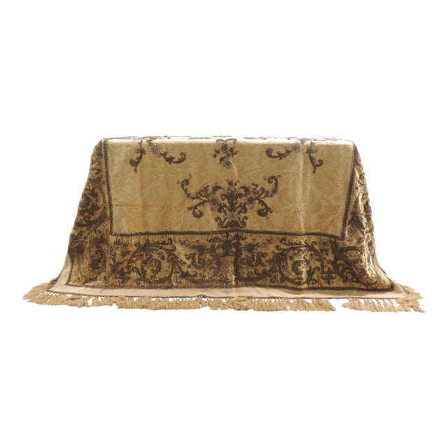 18th C. Italian Silk Velvet and Metallic Threads Embroidered Square Cloth or Bedcover For Sale