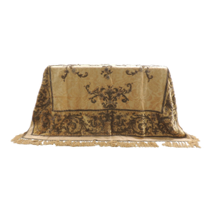 18th C. Italian Silk Velvet and Metallic Threads Embroidered Square Cloth or Bedcover