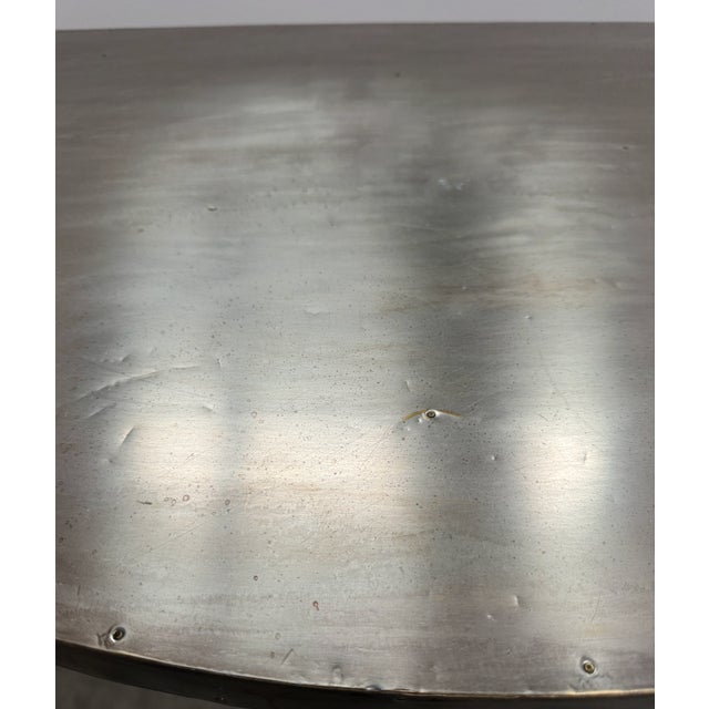 Demi-Lune Console in Driftwood Finish With Metal Top For Sale - Image 9 of 11