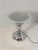 Illuminated table in chrome, satin glass with transparent rim