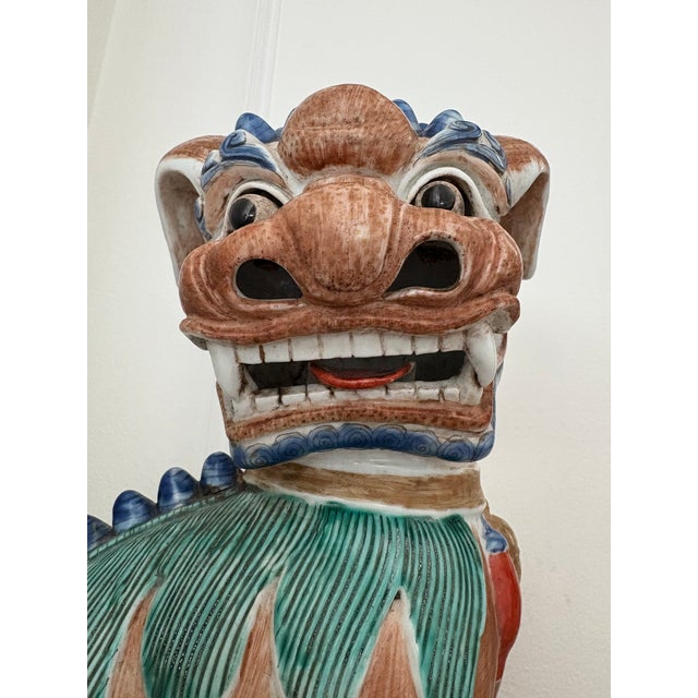 Vintage John Rosselli Large Ceramic Multicolor Asian Foo Dog Statues ...