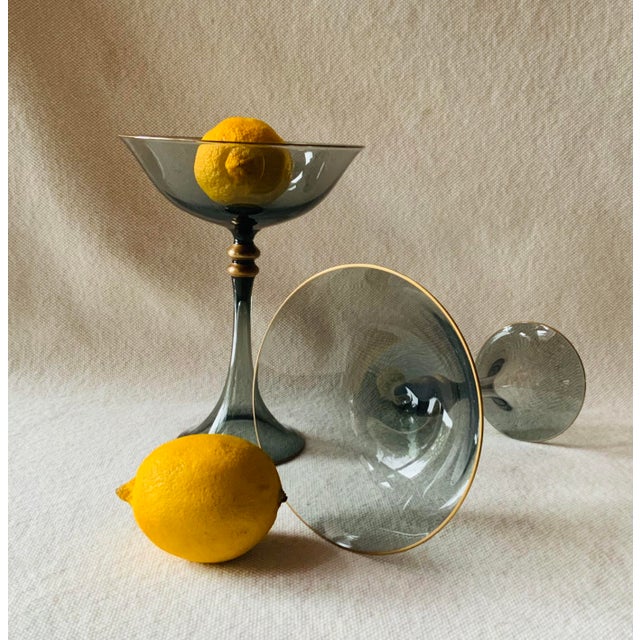 Sophisticated Smoky Gray Crystal with Gold Trim - Hollywood Regency Glamour Meets Parisian Savoir-Faire…Elevate your...