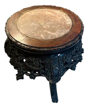 1900s Chinese Rosewood and Marble Stand