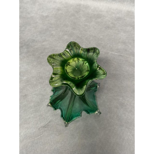 1970s Green Uranium and Murano Glass Vase, 1960s For Sale - Image 5 of 7