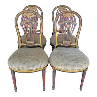Mid 20th Century Louis XVI Style Montgolfiere Balloon Side Chairs - Set of 4 For Sale