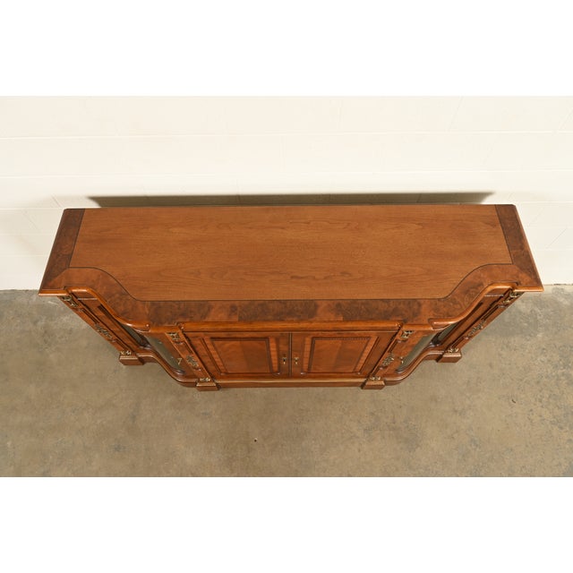1980s Henredon Grand Provenance Italian Neoclassical Inlaid Cherry and Burled Walnut Sideboard or Bar Cabinet, Circa 1980s For Sale - Image 5 of 16