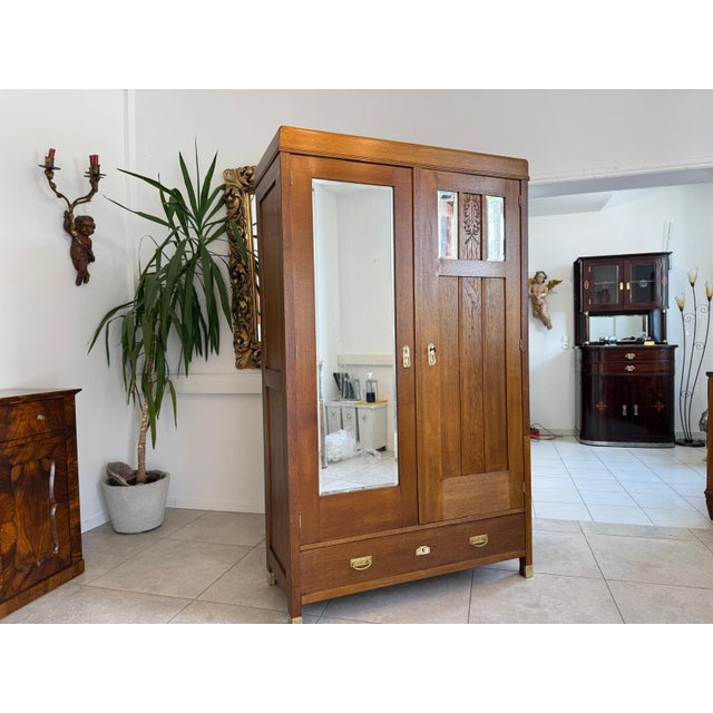 Art Nouveau Wardrobe Cabinet, 1890s For Sale - Image 3 of 11