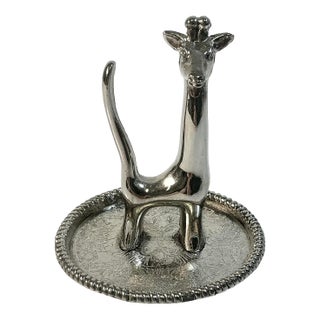 Mid-Century Boho Chic Figurine Giraffe Ring Trinket Catchall For Sale