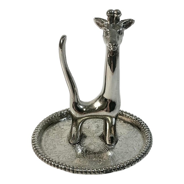 Mid-Century Boho Chic Figurine Giraffe Ring Trinket Catchall For Sale