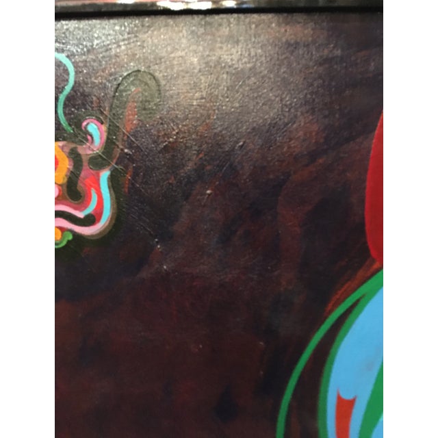 1960s Vintage Mid-Century Colorful Figurative Abstract Oil on Canvas Portrait Painting For Sale - Image 5 of 12