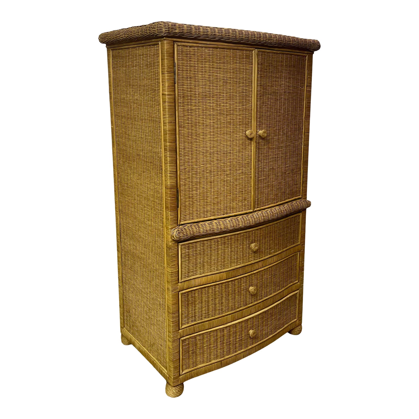 Vintage Henry Link Style Wicker Armoire / Storage Chairish