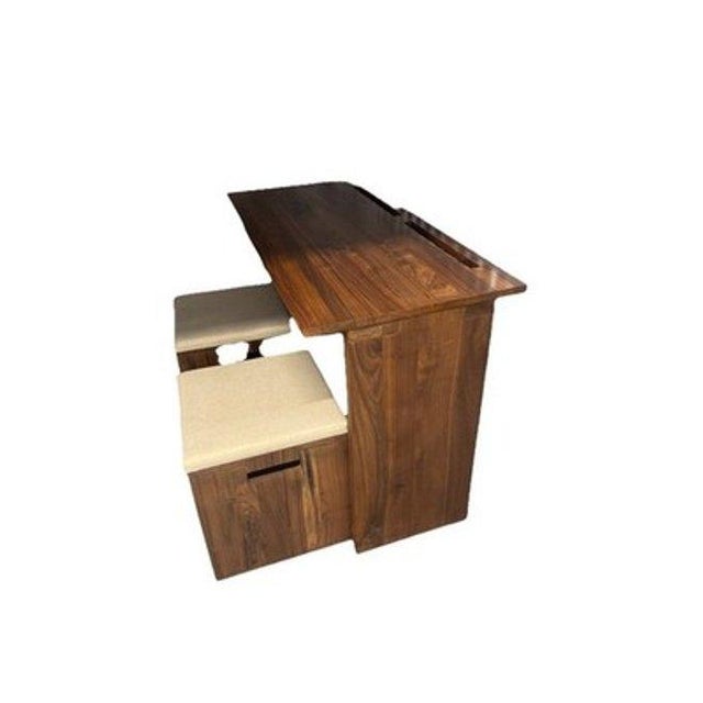 Contemporary Custom Solid Walnut Waterfall Office Deck With Matching Stools by Mash Studio For Sale - Image 3 of 14