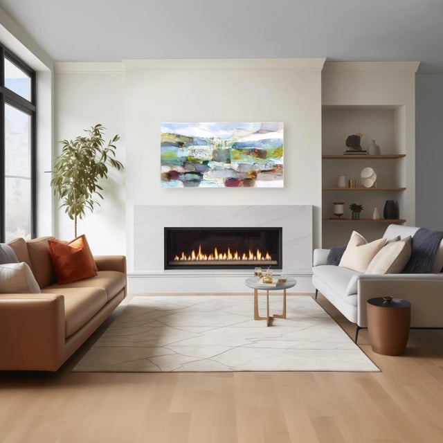 White Mystical Landscape - Large Layered Abstract Scenic Colorfield Painting Original Artwork by Greet Helsen For Sale - Image 8 of 8