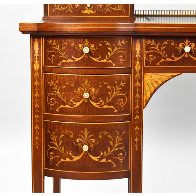 19th Century Victorian English Marquetry Inlaid Carlton House Desk For Sale - Image 10 of 18