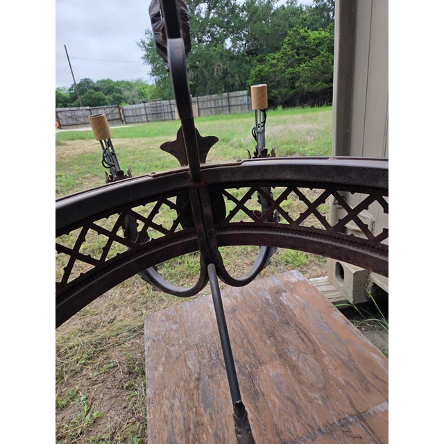 Large Wrought Iron Light Fixture For Sale - Image 12 of 14