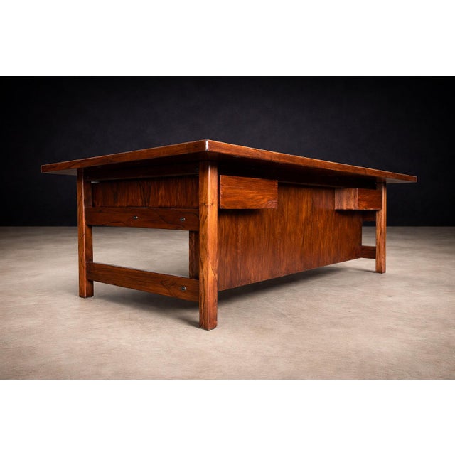 1960s Brazilian Modern Rosewood Desk With Dual Drawers — Brazil, 1960s For Sale - Image 5 of 15