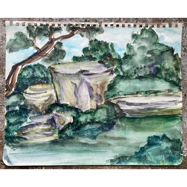 1950s watercolor landscape by artist Virginia Spencer from a sketchbook containing mostly San Francisco scenes. Unsigned...