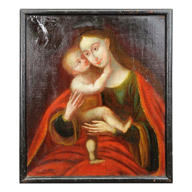 After Lucas Cranach, Miraculous Image of Innsbruck, Mother with Child, Oil on Canvas, Framed For Sale - Image 6 of 6