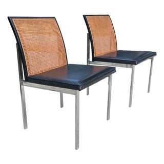 Vintage Paul McCobb Planner for Lane Furniture Wicker Caned Chrome Chairs- A Pair For Sale
