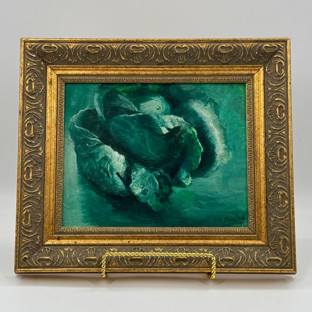 Paint Vintage Botanical Oil Painting in Gilt Frame For Sale - Image 7 of 10