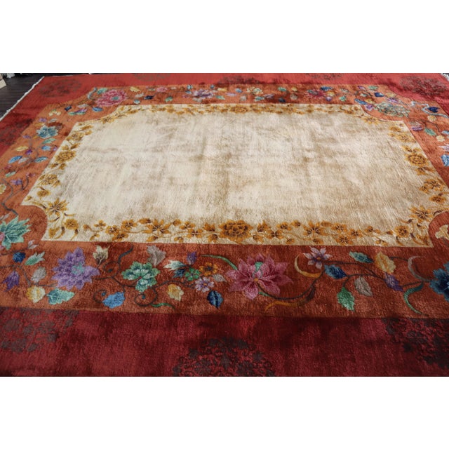 Antique Art Deco Chinese Carpet, Unusual, 8'10" X 11'6" For Sale In Chicago - Image 6 of 11