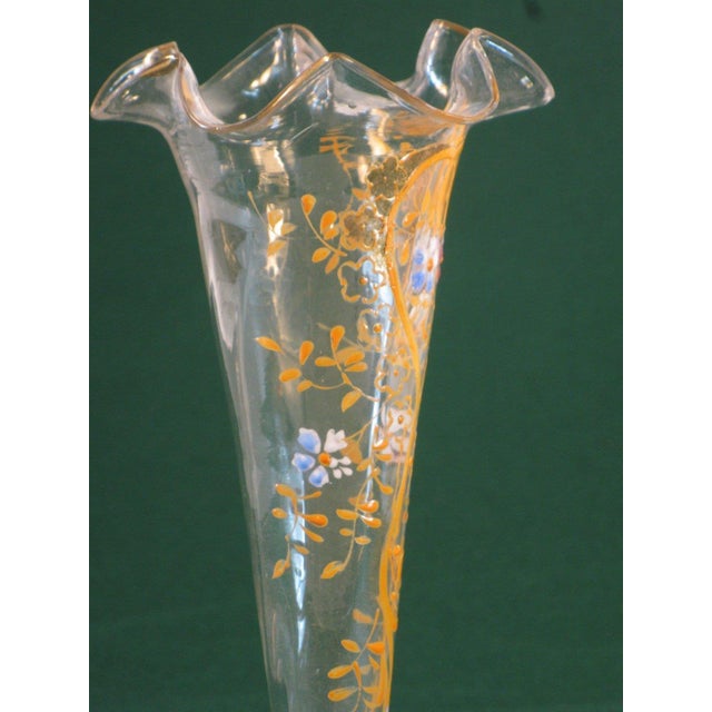19th Century Vase Enameled Bohemian Glass Hand Painted & Worked Blown Glass Victorain For Sale - Image 10 of 12