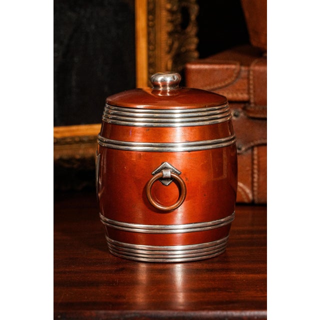 Metal Stunning Arts and Crafts Mixed Metal Sterling Silver Copper Antique Humidor Jar Canister Storage Tobacciana For Sale - Image 7 of 11