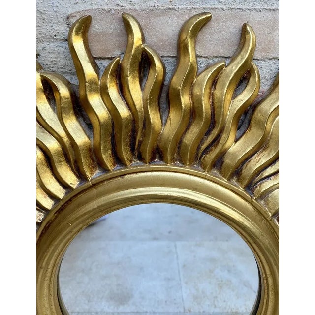 Glass Mid-Century French Sunburst Mirror in Gold, 1950s For Sale - Image 7 of 12
