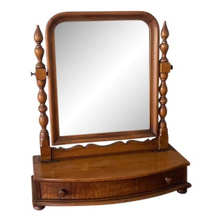 19th Century Walnut Shaving Dressing Table Mirror For Sale