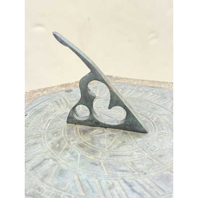 Large English Sundial of Composition Stone With Bronze Dial for the Garden For Sale - Image 9 of 13