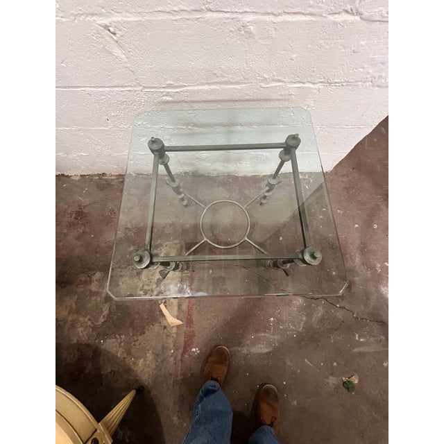 Mid 20th Century Mid 20th Century Giacometti Style Brutalist Side Table, Metal & Glass For Sale - Image 5 of 7