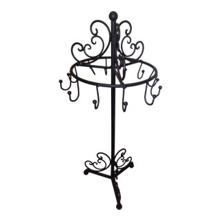 Vintage-Style Ornate Scrollwork Black Jewelry Display Stand For Sale