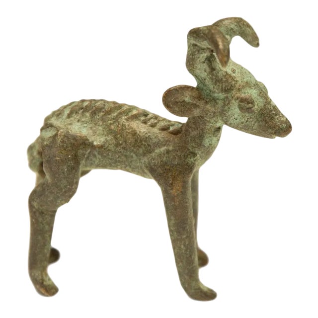 Vintage African Dark Oxidized Forward Horn Ram For Sale