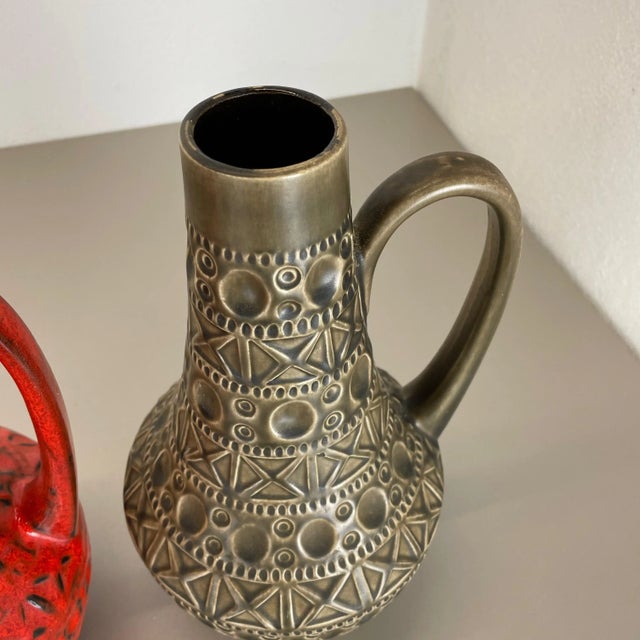 Multi-Color Fat Lava Art Pottery Vases from Bay Ceramics, Germany, Set of 2 For Sale - Image 10 of 18