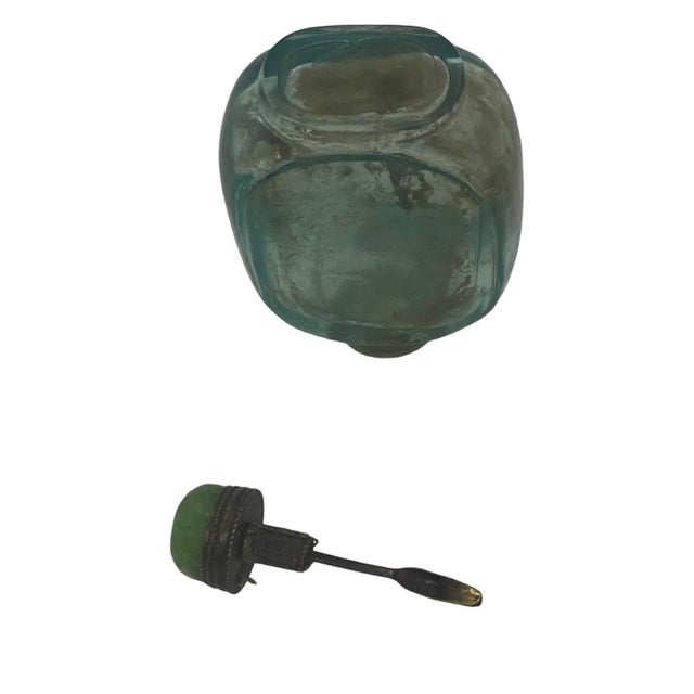 Vintage Early 20th Century Chinese Green Glass Snuff Bottle For Sale - Image 9 of 13