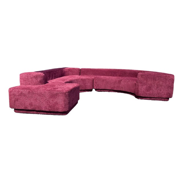 Vintage Lara Modular Sofa in Burgundy Bouclé by Roberto Pamio for Stilwood, 1970s For Sale