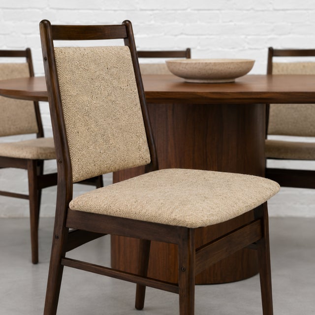 Brown Set of Six - Mid Century Modern Dining Chairs, Made in Denmark, C. 1960’s | Danish Beech Scandinavian Chairs For Sale - Image 8 of 15